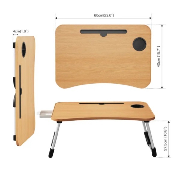 LAPTOP/DESKTOP: Large BLACK & Portable w/Cup Holder & Drawer, NIB - Picture 7 of 15